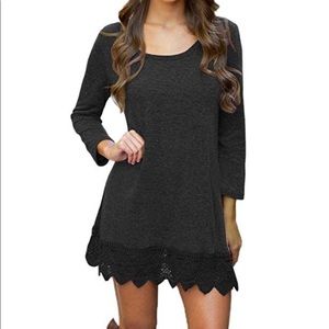 Black Lace Trimmed Tunic Dress NWOT Large